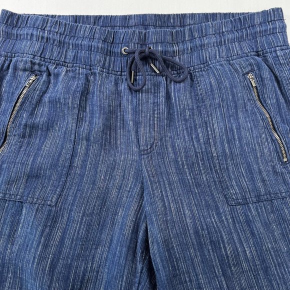 Athleta Cabo Textured Linen Wide Leg Pants in Rain Dance  Size 16 - Picture 4 of 13